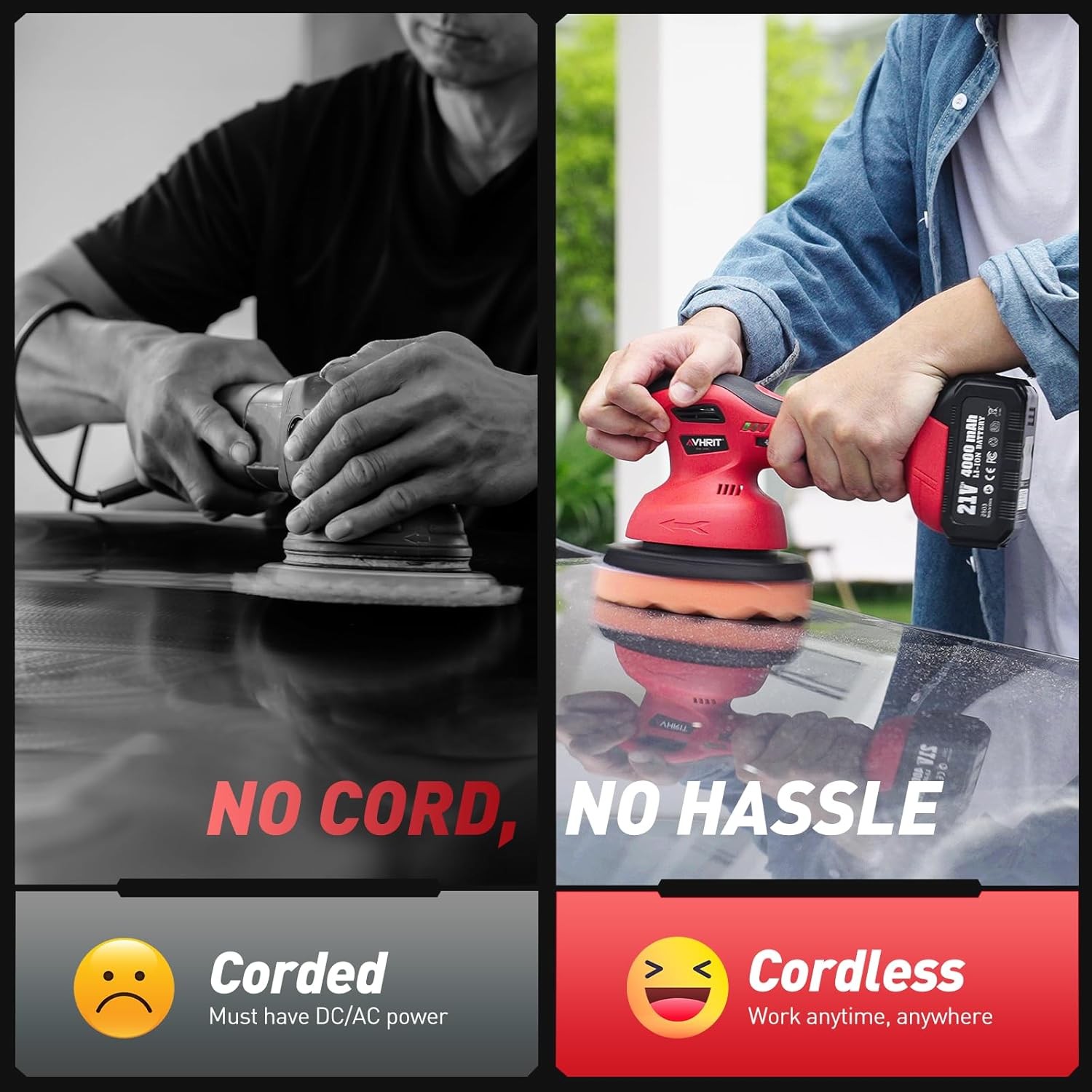 6 Inch Cordless Car Buffer Polisher: 2X4000Mah Batteries Car Buffer, Car Waxer K - Image 3