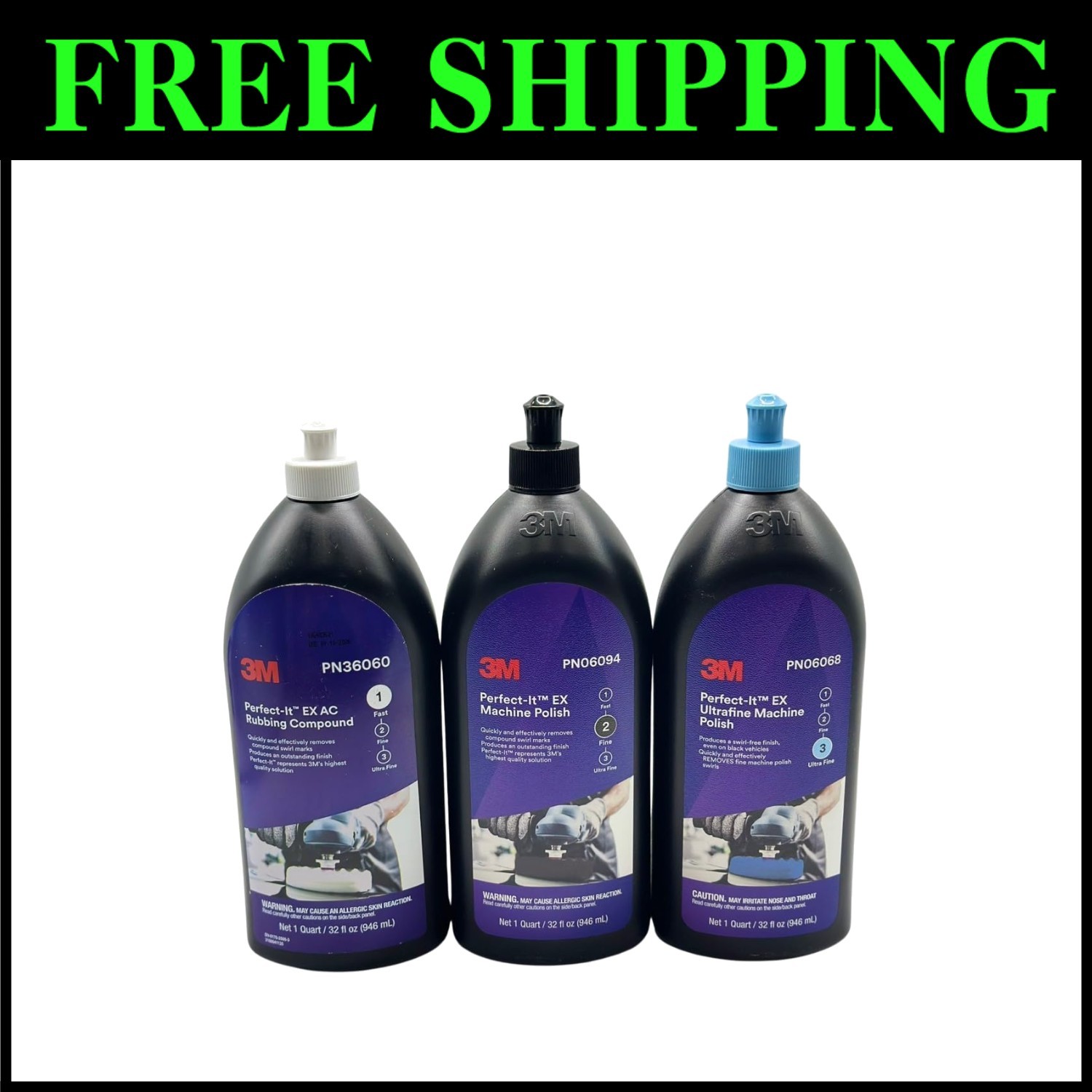 Complete Automotive Buffing Kit - Includes Rubbing Compound and Machine Polish