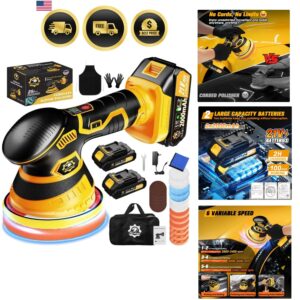 Car Buffer Polisher Kit Cordless 6 Speed Orbital Polisher Wax Scratch Removal