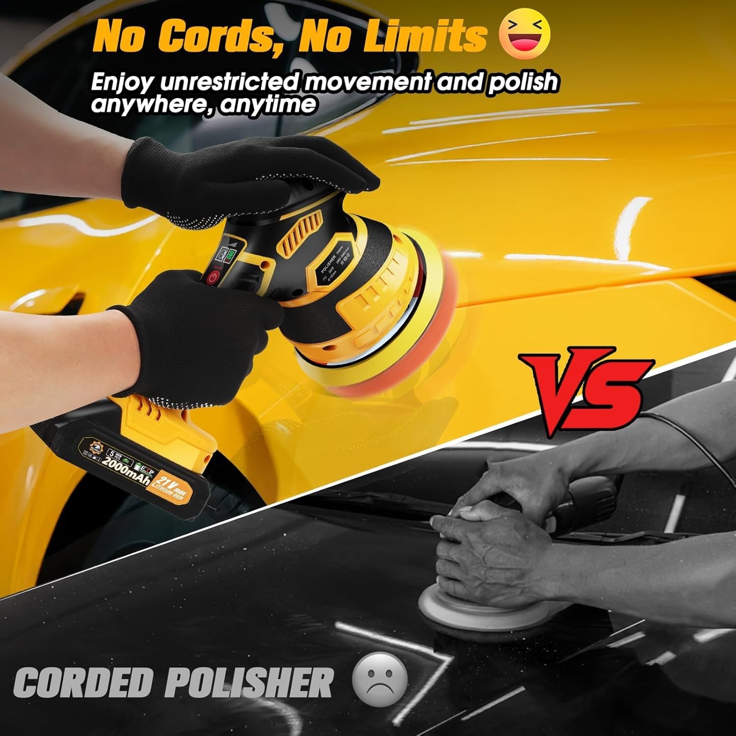 Car Buffer Polisher Kit Cordless 6 Speed Orbital Polisher Wax Scratch Removal - Image 4