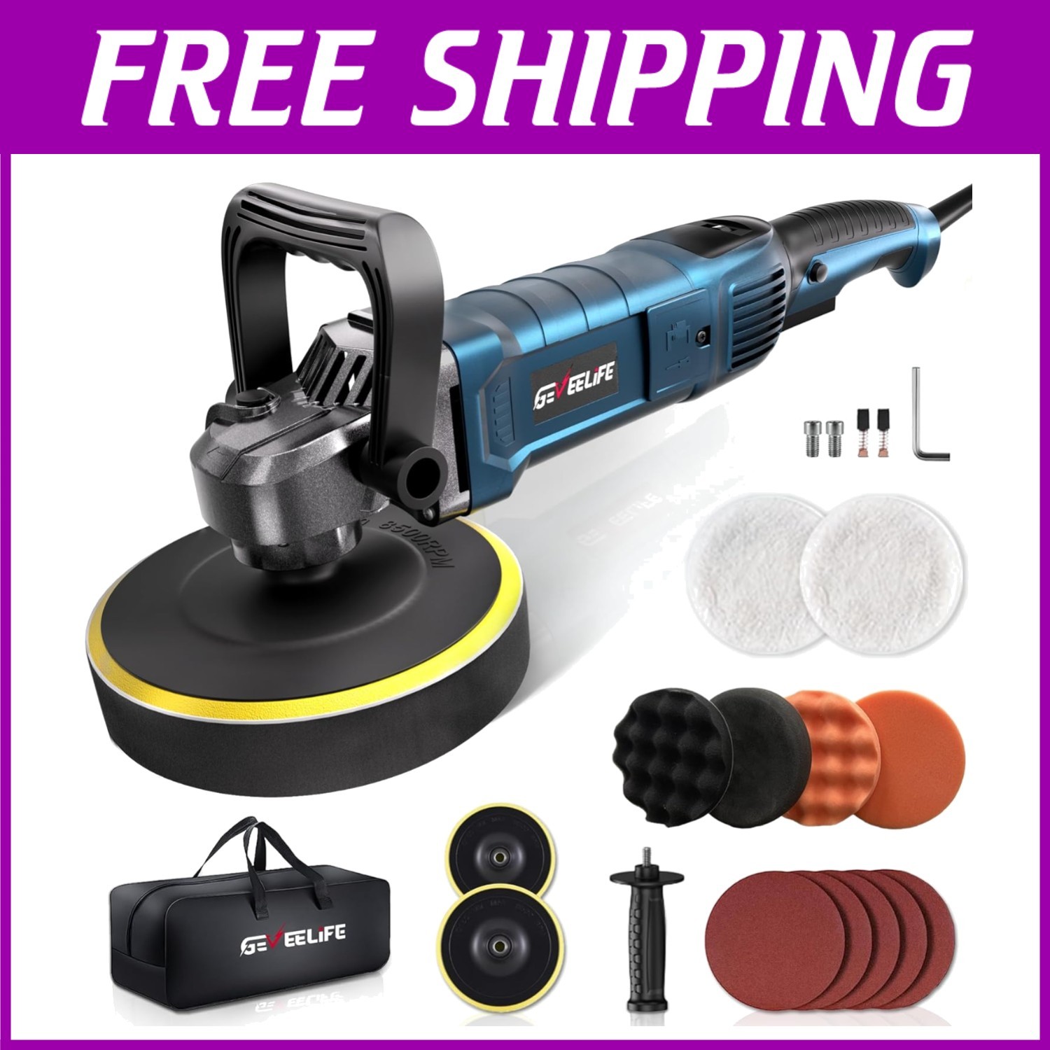 Versatile 6/7 Inch Electric Buffer Polisher - Perfect for Detailing Cars & Boats