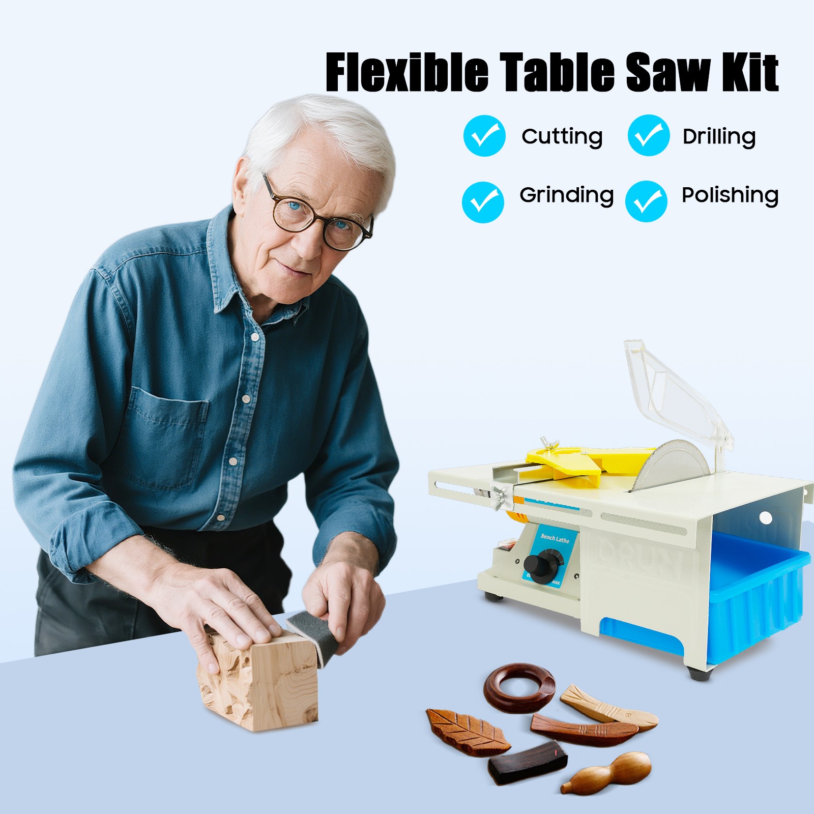 Multifunction Mini Table Saw Woodworking Lathe Electric Polisher Grinder Cutter - Image 4