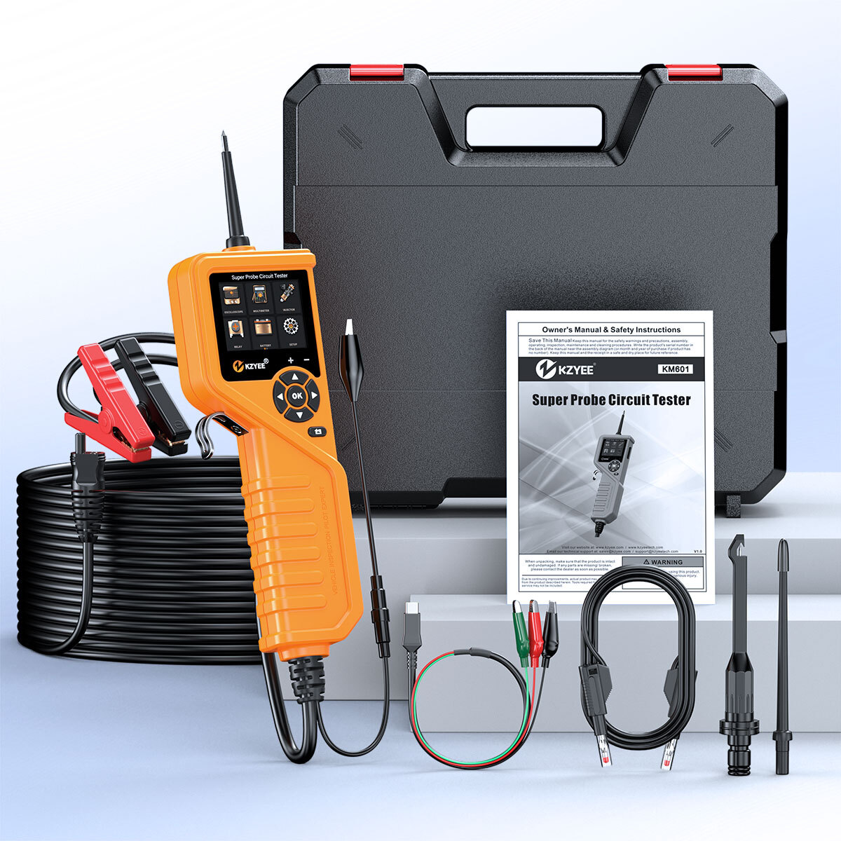 Kits de sonda de potencia KZYEE KM601 probador de inyector herramienta de sistema eléctrico automotriz- - Image 3