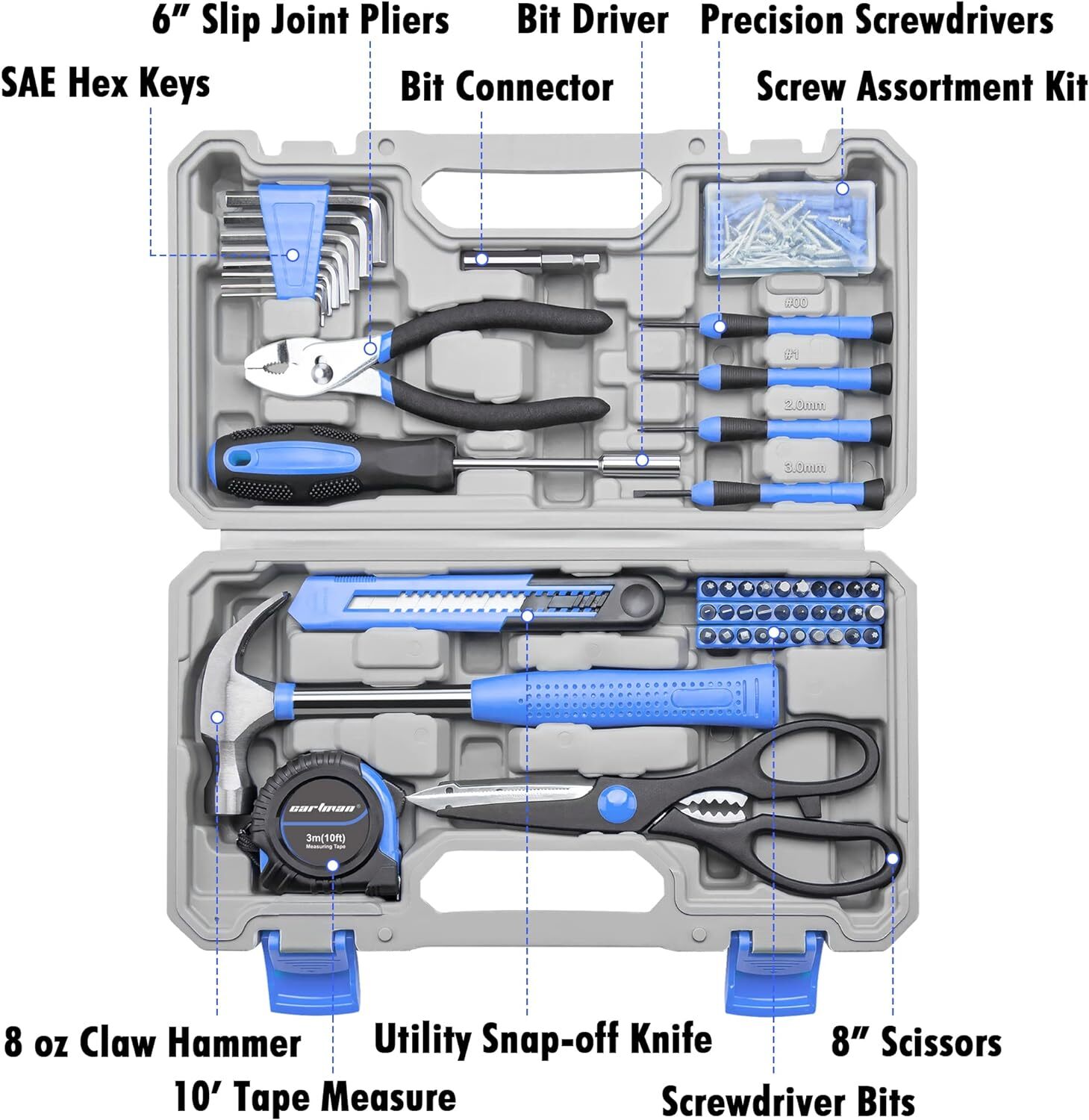 CARTMAN Tool Set General Hand Tool Kit with Plastic Toolbox Storage Case, - Image 2