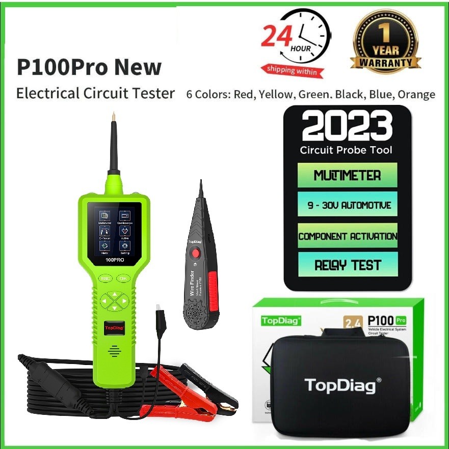 TopDiag P100 Pro Power Circuit Tester 12V 24V Automotive Power Probe Tool Kit