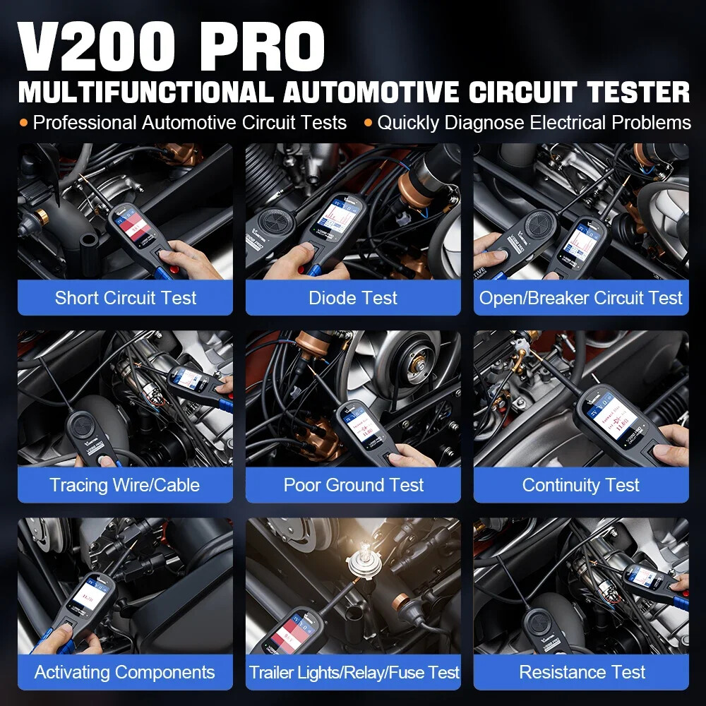Probador de sonda de circuito de alimentación automotriz V200 Pro interruptor buscador herramientas 12/24V - - Image 4