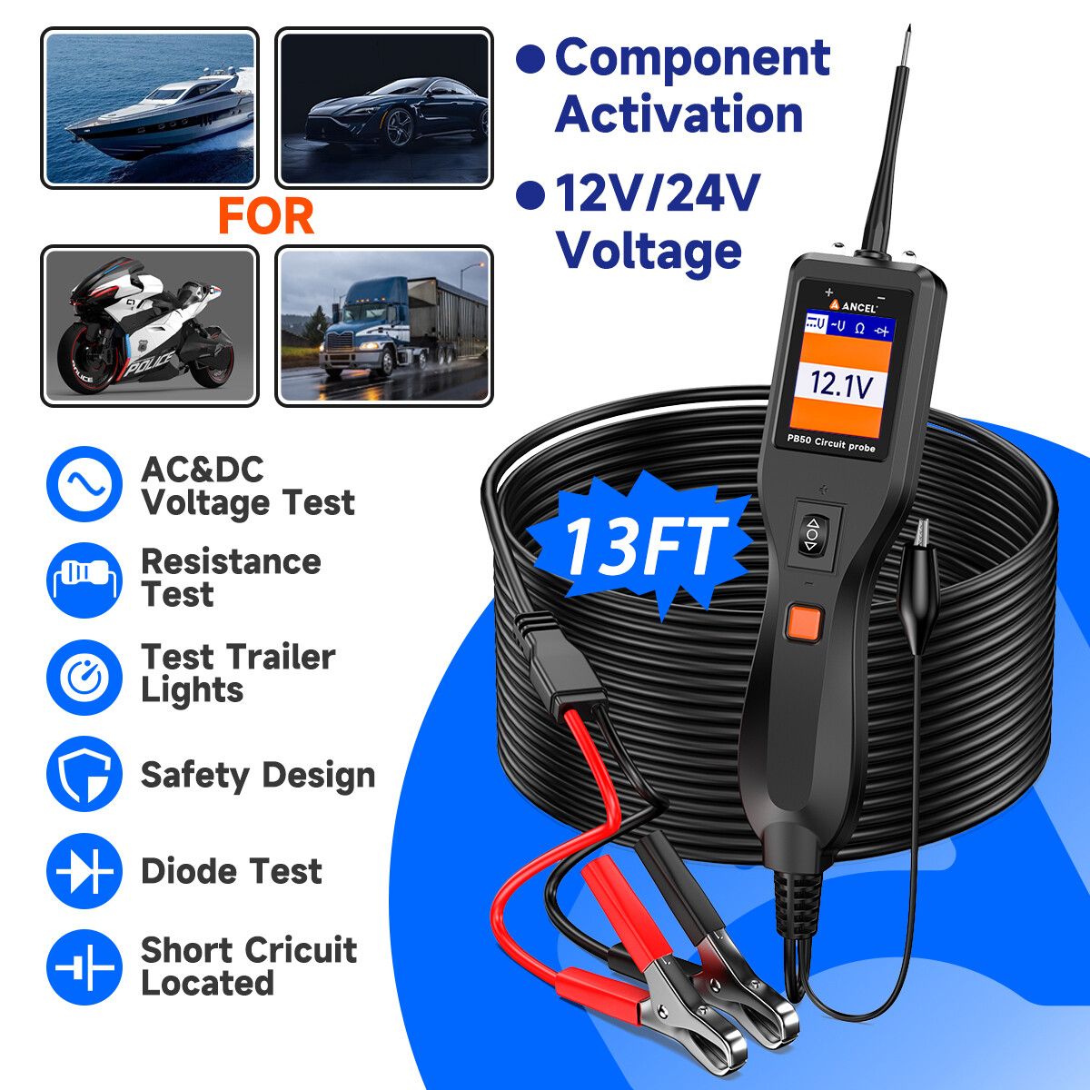 ANCEL Automotive Power Circuit Probe Tester Kit Battery Test 4 Models Available - Image 4