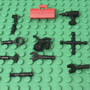Lego 10 Pieces City Garage / Octan Mechanic Black Hand Tools Set,Red Toolbox