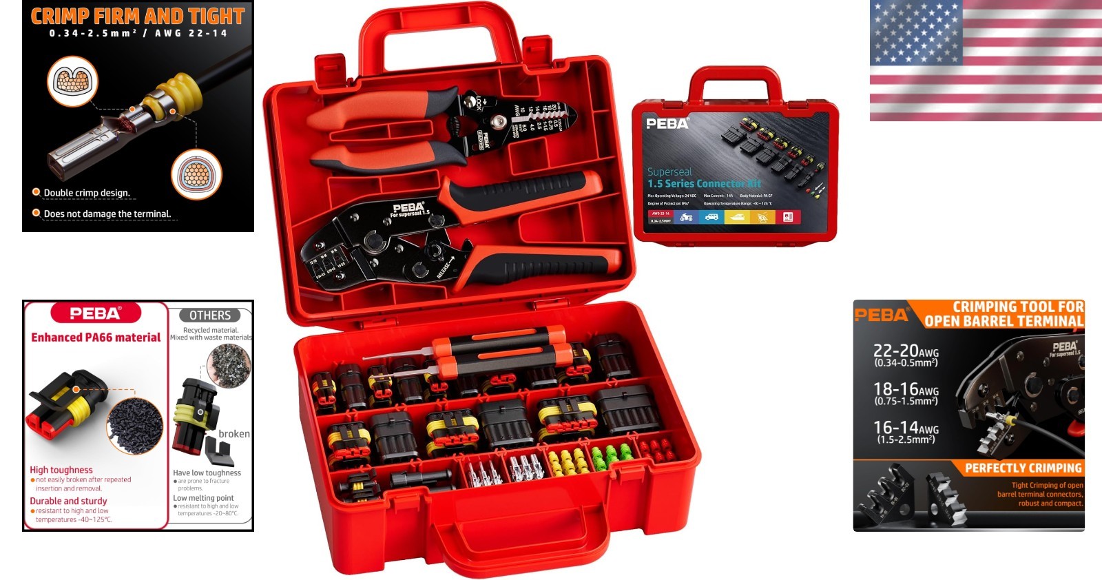 Waterproof Automotive Electrical Connectors Kit with Crimping Tool - 1-6 Pin - Image 2