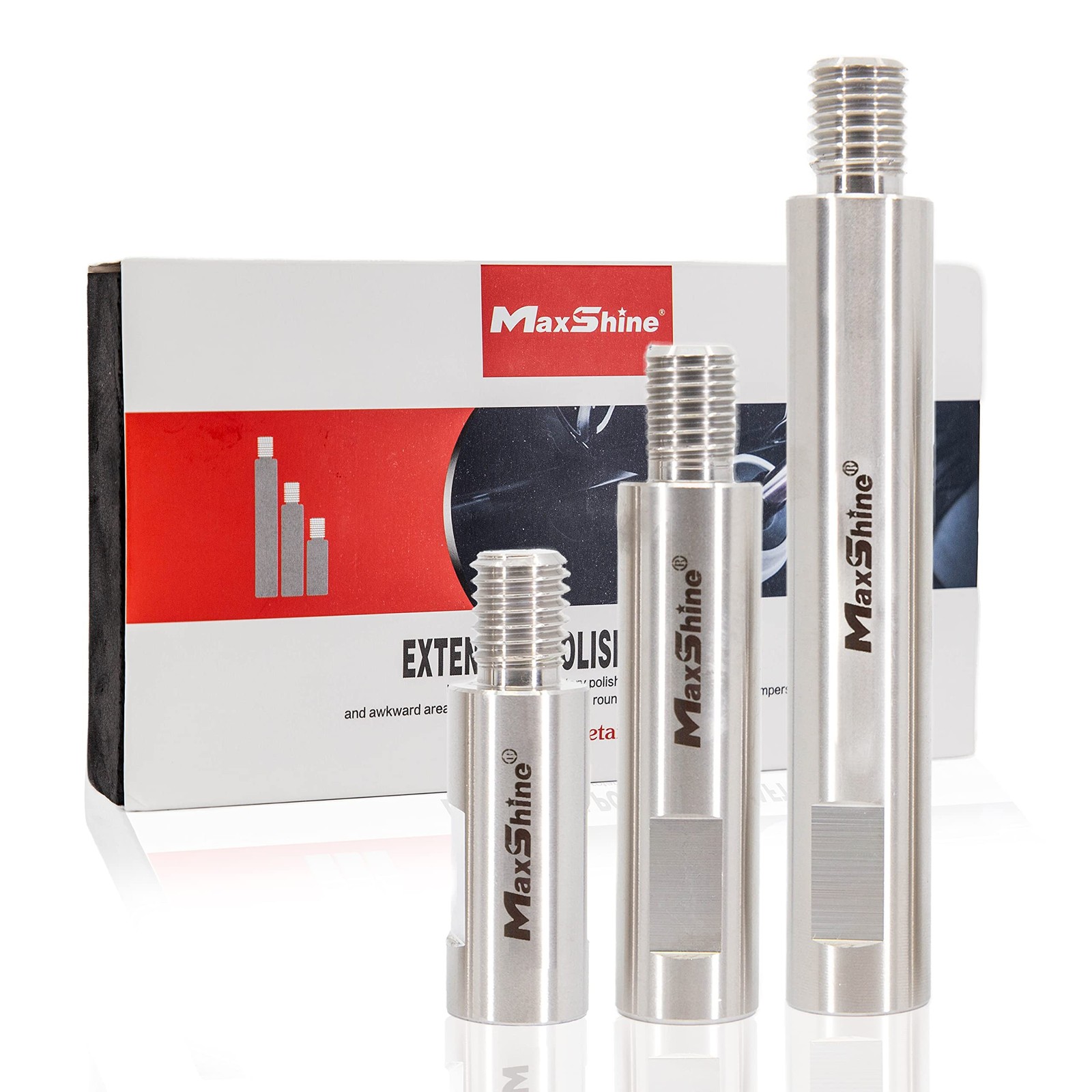 Maxshine Universal Stainless Steel Rotary Extension Shaft Set - 2in, 3in, 5in...