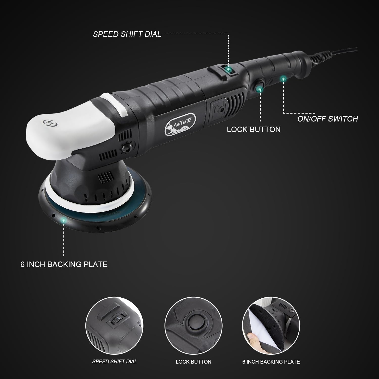 Car Buffer Polisher, 6-Inch Dual Action Polisher for Car Detailing, Random Orbit - Image 3