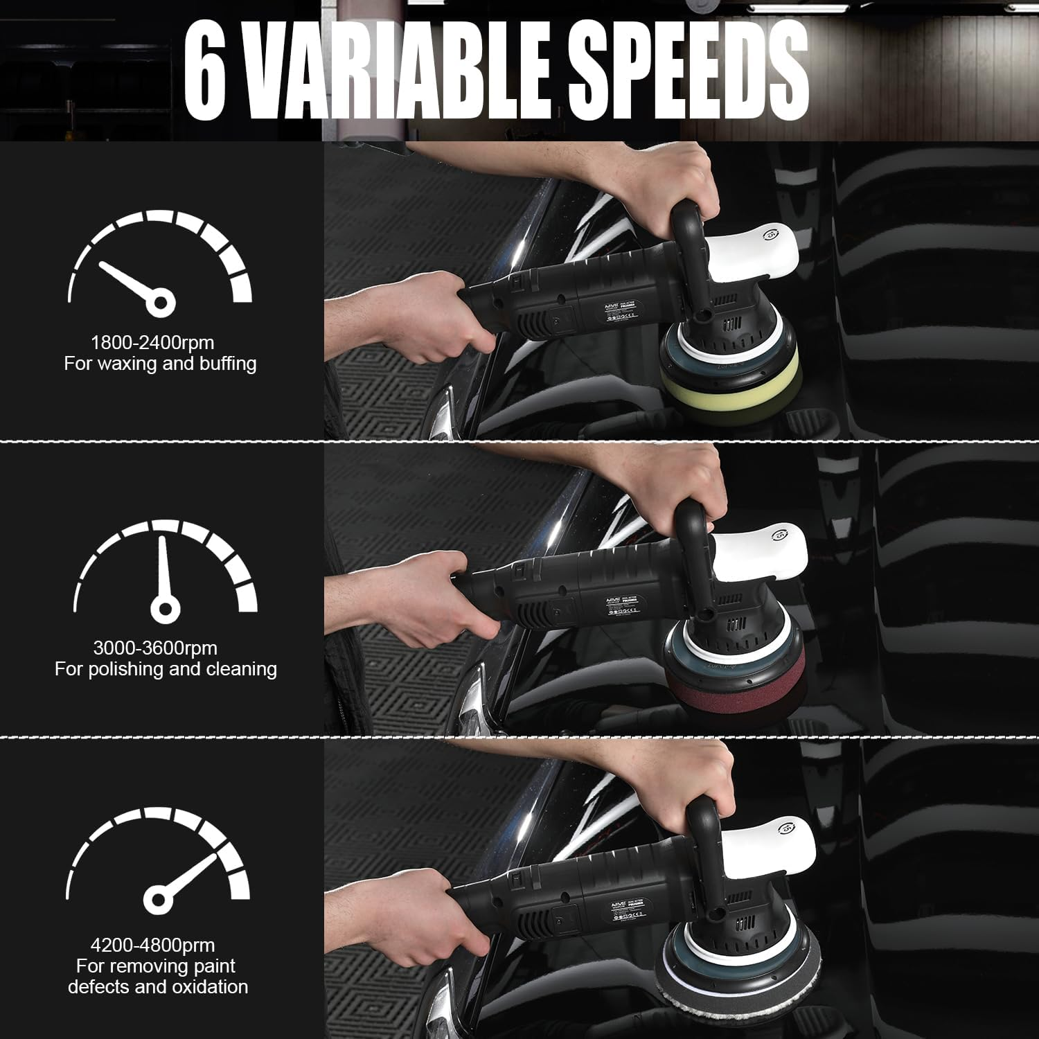 Car Buffer Polisher, 6-Inch Dual Action Polisher for Car Detailing, Random Orbit - Image 4