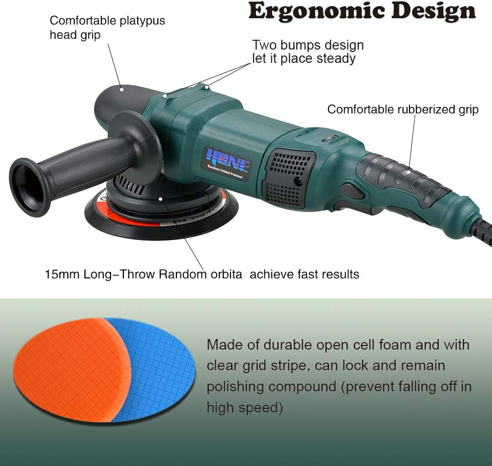 Car Polisher, 15Mm Long-Throw Random Orbital Buffer for Car Detailing, 6"/5"/850 - Image 3