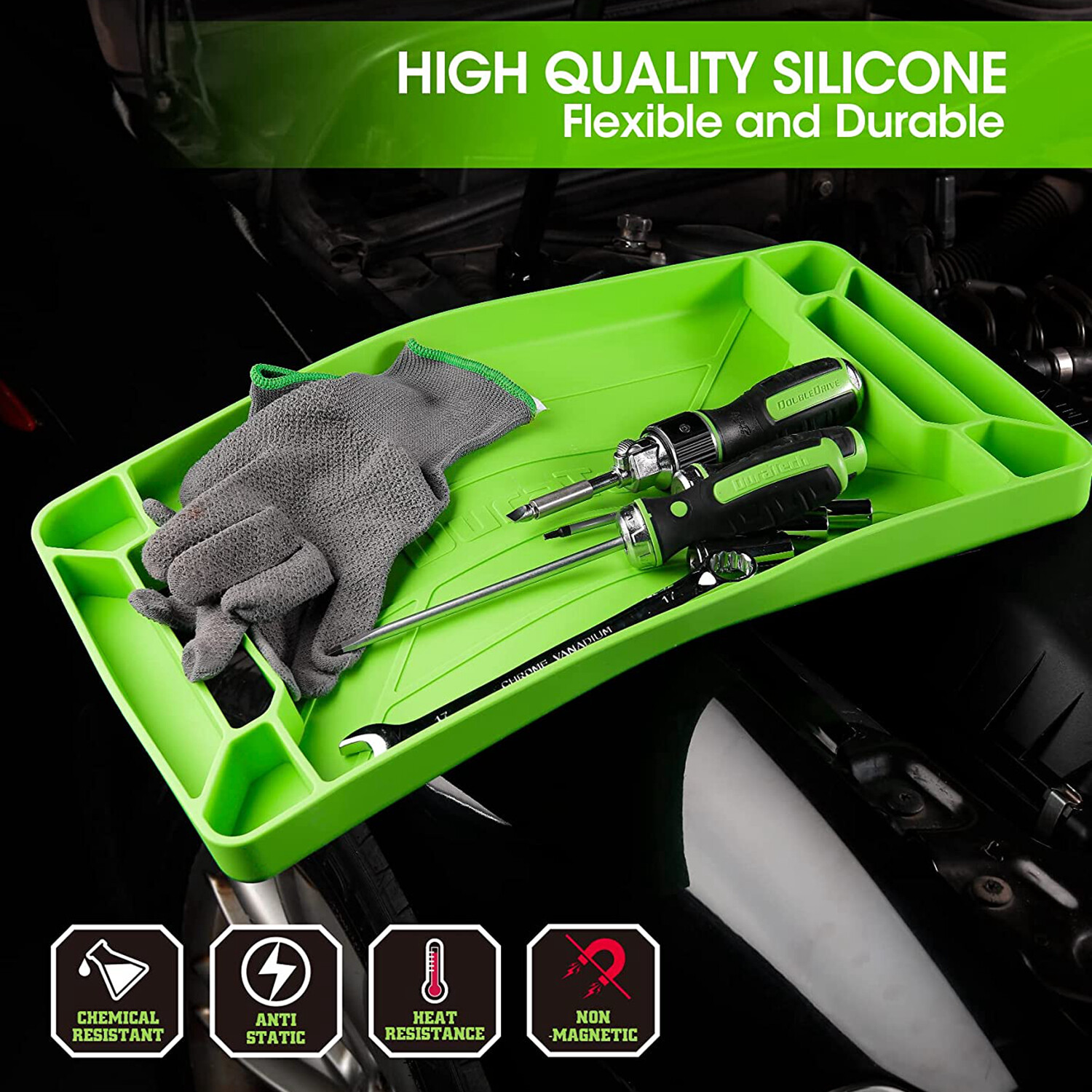 DURATECH 3PC Flexible Tool Tray Silicone Tool Holder for Automotive Tool Storage - Image 5