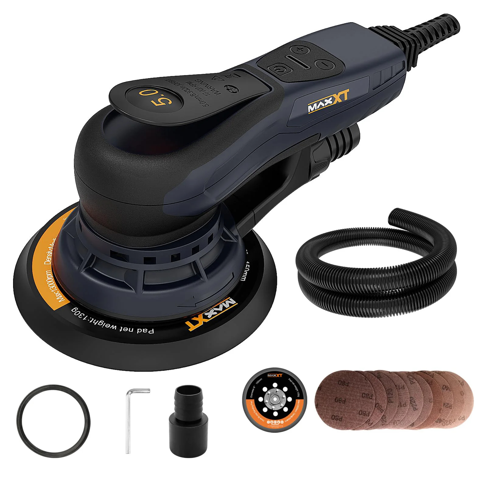 6" 5.0mm/2.5mm Multifunction Automotive Brushless Random Electric Orbital Sander - Image 2