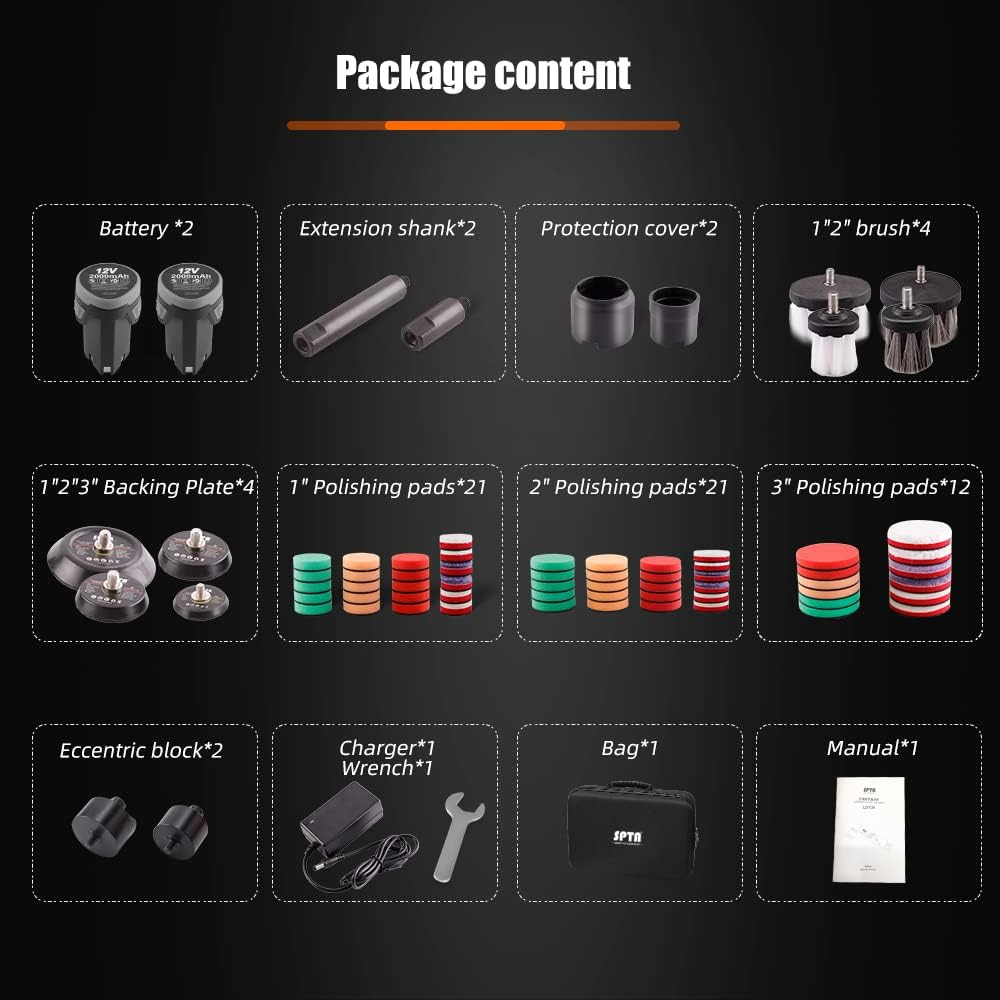 Cordless Mini Car Polisher 12V, Dual Action Scratch Remover Kit with Polish Pads - Image 3