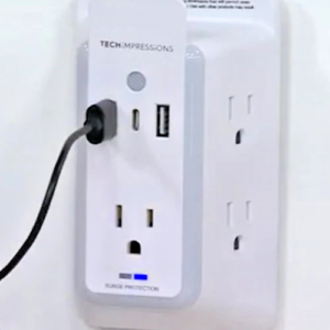 Tech Impressions 5 AC /3 USB Tap Surge Protectors w/NightLite, New, Ships Free