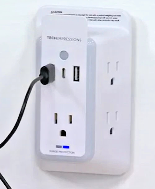 Tech Impressions 5 AC /3 USB Tap Surge Protectors w/NightLite, New, Ships Free