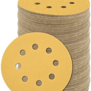 100PACK 5in 8-Hole 60 Grit Hook and Loop Sanding Discs Sheet Orbital Sandpaper