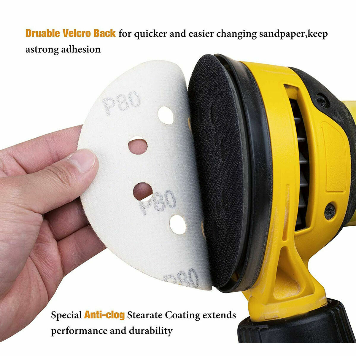 5 inch Sanding Discs 120 Grit Hook Loop 8-Hole Sandpaper Orbital Sander Paper - Image 5