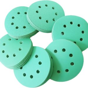 50-PACK 5" Green Film - PSA Self Adhesive Sanding Discs DA Sanders 400-2000 Grit