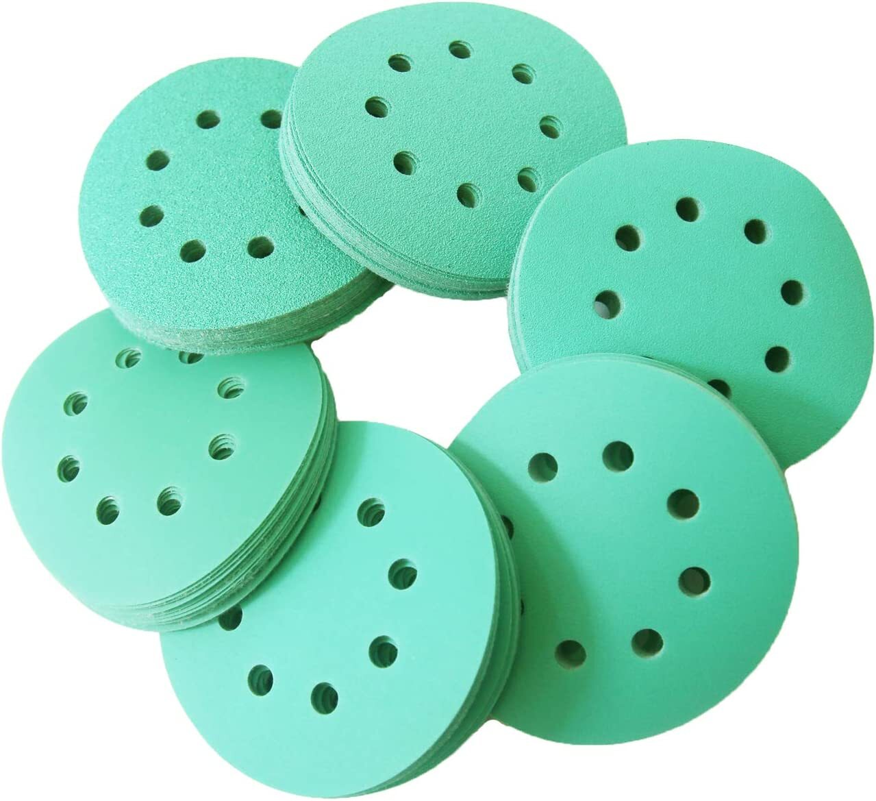 50-PACK 5" Green Film - PSA Self Adhesive Sanding Discs DA Sanders 400-2000 Grit