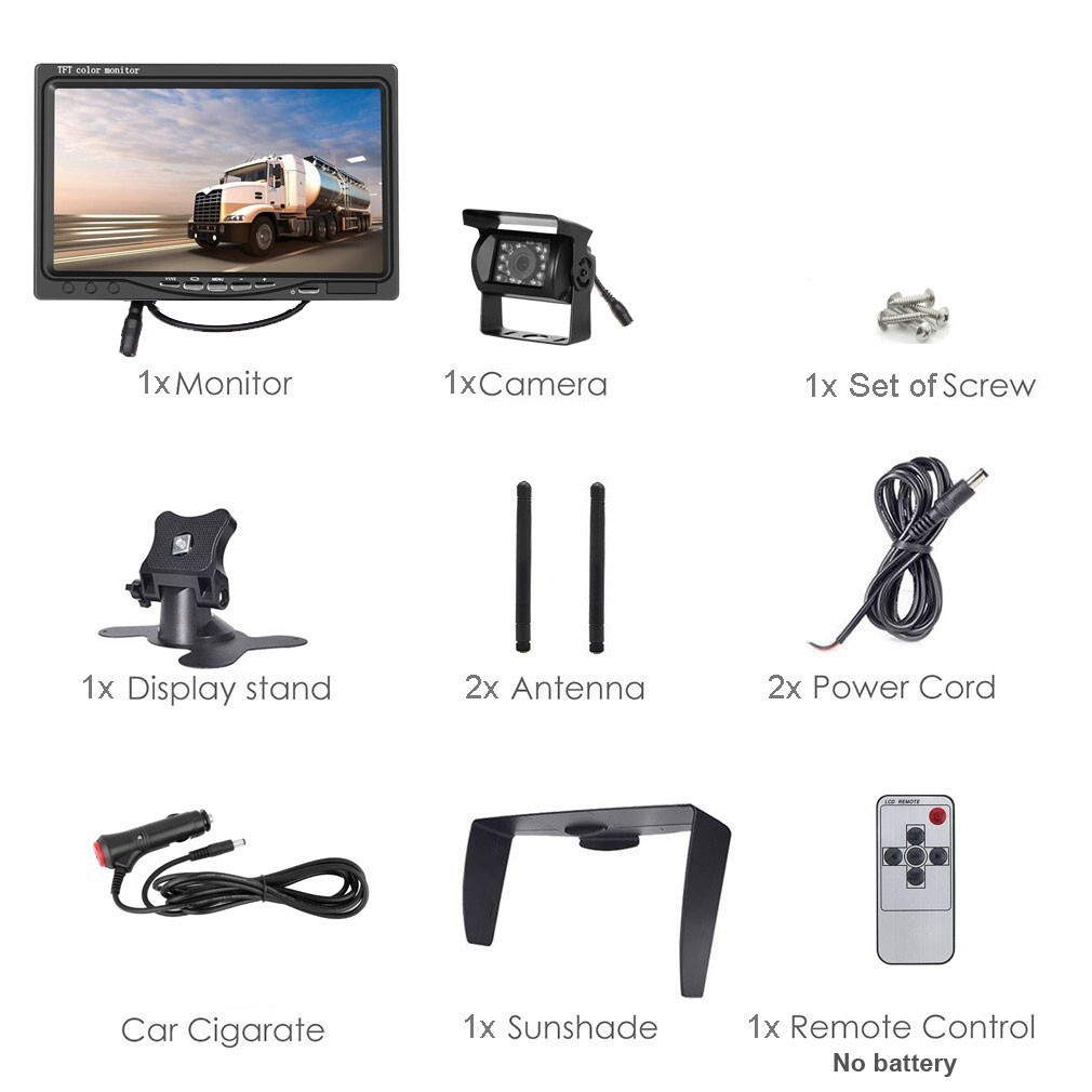 Digital Wireless Backup Camera 7" Reverse Monitor for Truck Caravan RVs 12-24V - Image 3