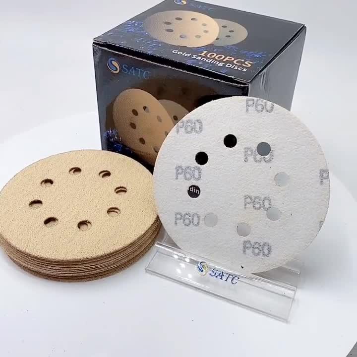 100PACK 5in 8-Hole 60 Grit Hook and Loop Sanding Discs Sheet Orbital Sandpaper - Image 2
