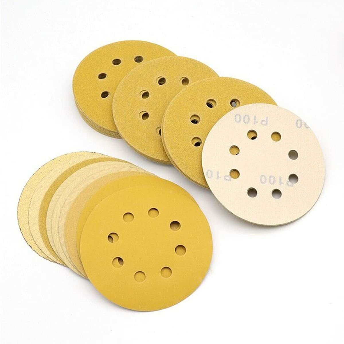 100PACK 5in 8-Hole 60 Grit Hook and Loop Sanding Discs Sheet Orbital Sandpaper - Image 3