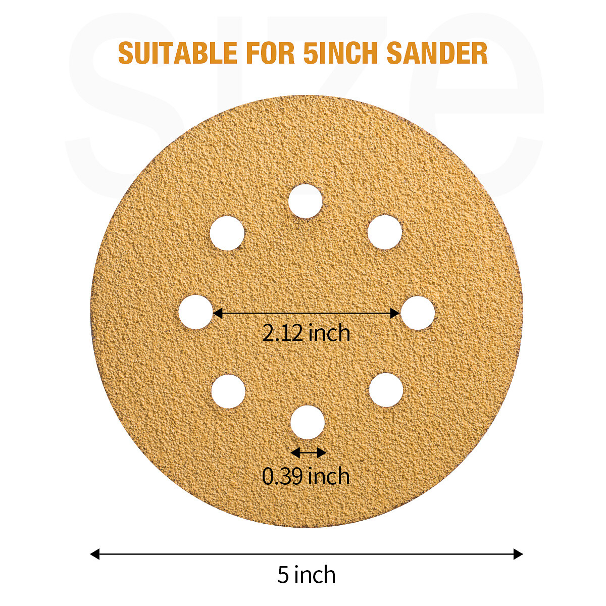 100PACK 5in 8-Hole 60 Grit Hook and Loop Sanding Discs Sheet Orbital Sandpaper - Image 5