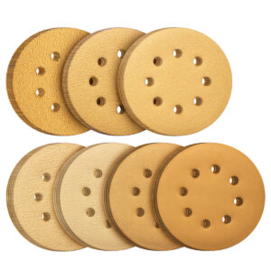 5" Gold Sanding Discs 40-1000Grit 8 Hole Hook & Loop Sandpaper for DA Sanders
