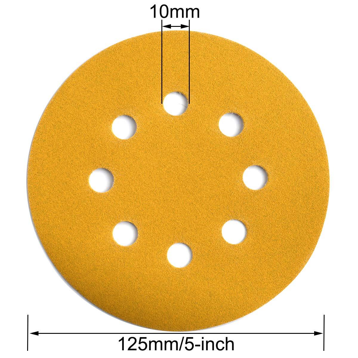 125MM 8 Hole AO Gold Sanding Discs 60 Grit Hook & Loop Sandpaper for DA Sanders - Image 5