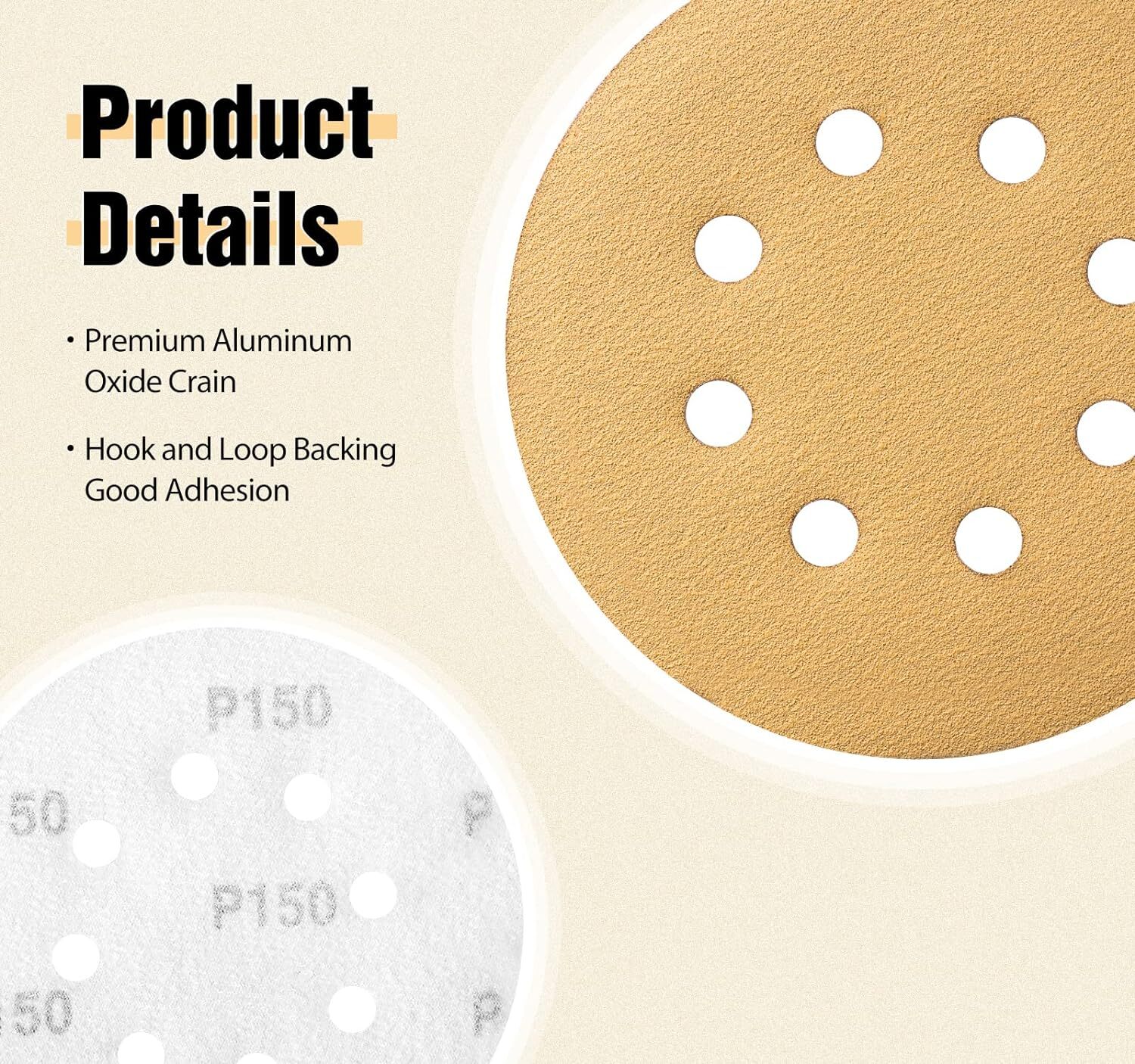 5" Gold Sanding Discs 40-1000Grit 8 Hole Hook & Loop Sandpaper for DA Sanders - Image 5