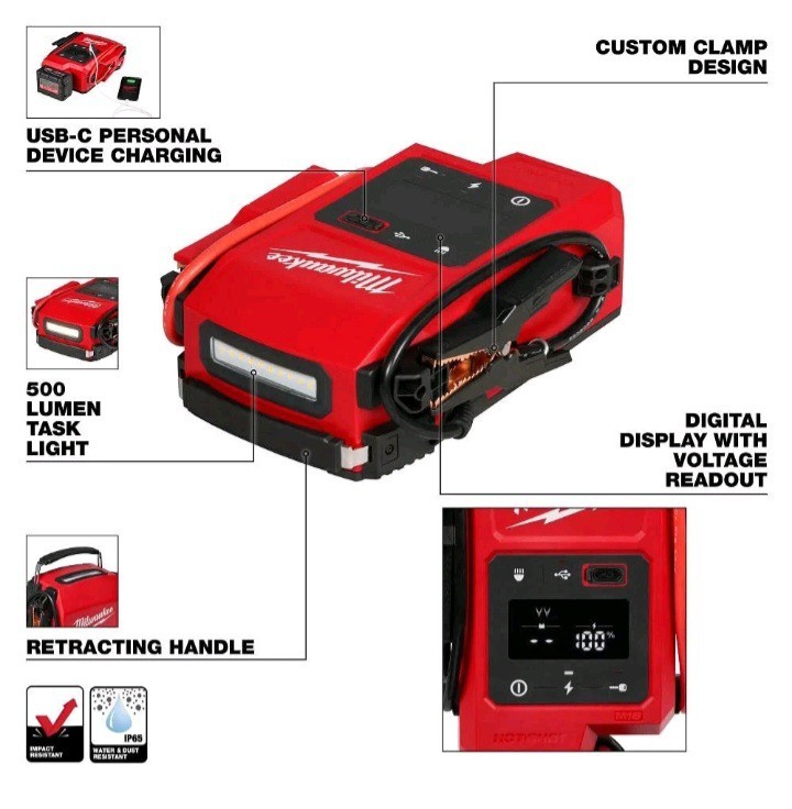 🔥 Milwaukee 3841-20 M18 18V HOTSHOT Jump Starter. Any 12v Automotive Battery - Image 3
