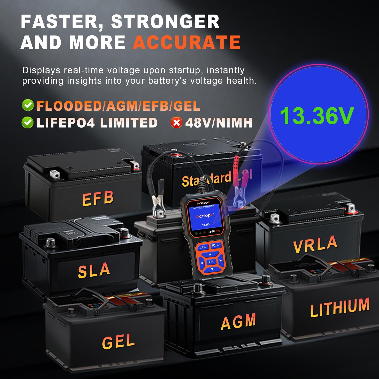 BT60 Pro Car Battery Tester with Cloud Printing 100-3000 CCA 6V 12V 24V AGM L... - Image 4