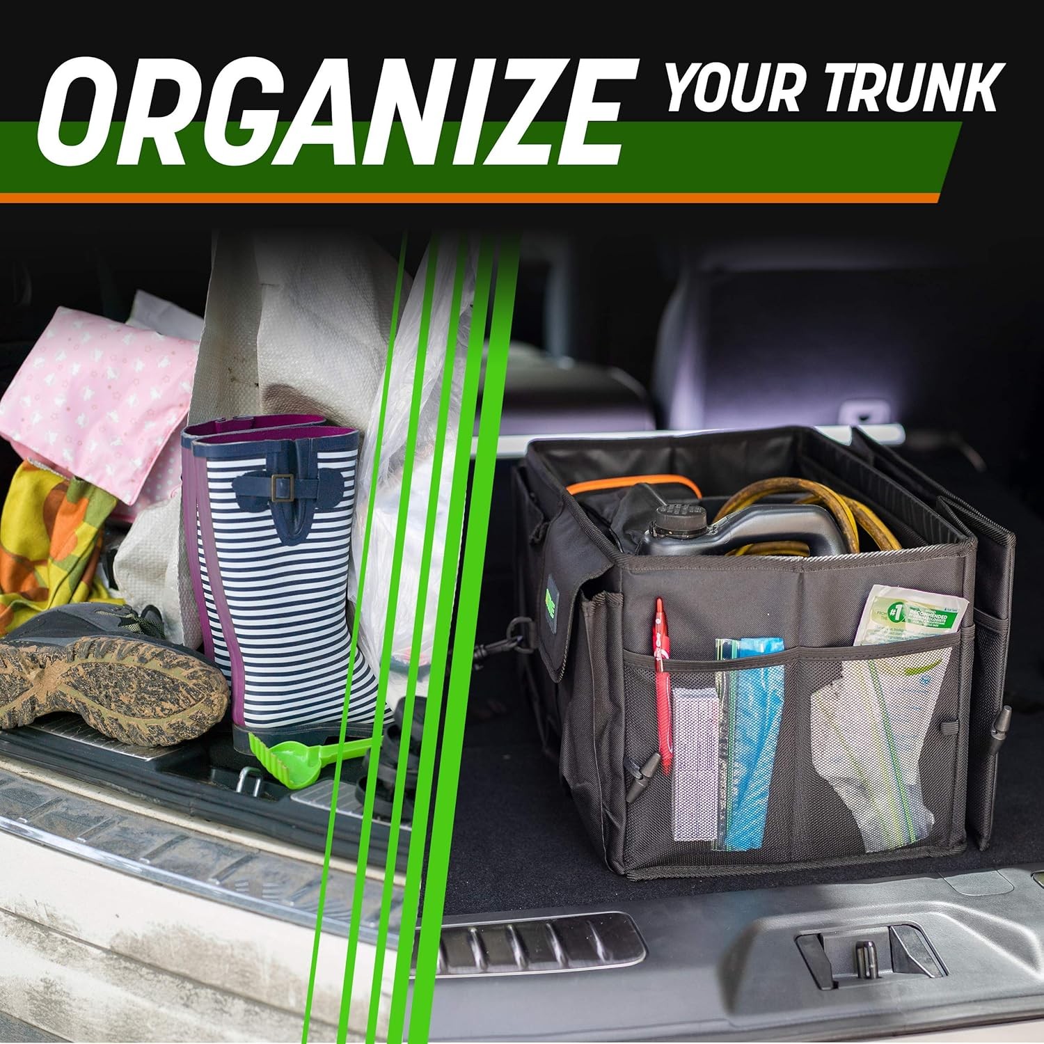 DRIVE - Car Trunk Organizer - Collapsible, Multi-Compartment Automotive Tan - Image 2
