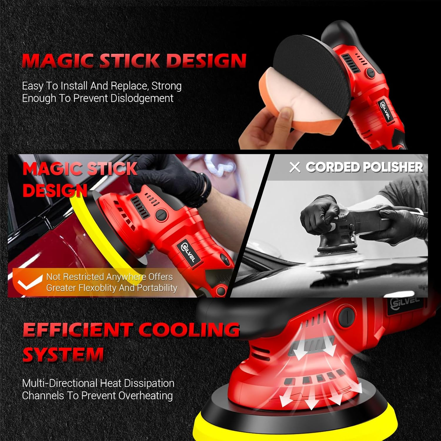 Cordless Car Buffer Polisher, Car Polishing Kit with 24V 2 X 2.0Ah Batteries, 5 - Image 5