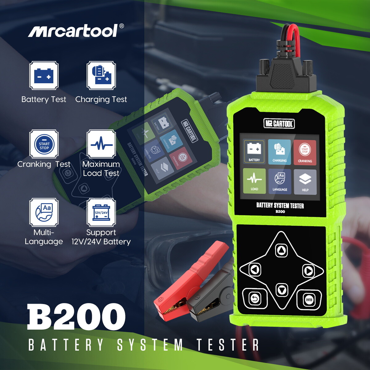 2026 Car Battery Tester Battery Load Tester Analyzer Tool Cranking Test 12V/24V - Image 3