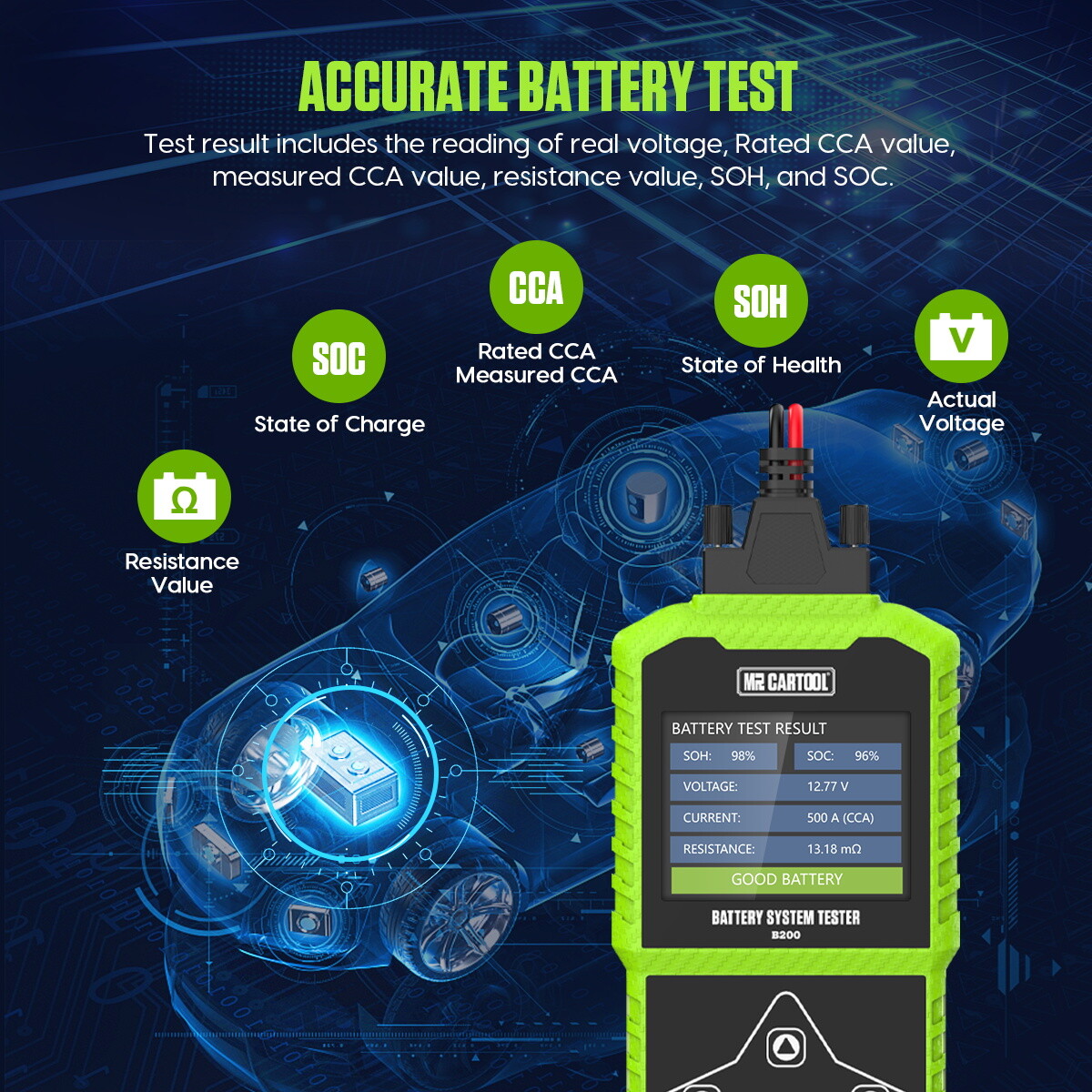 2026 Car Battery Tester Battery Load Tester Analyzer Tool Cranking Test 12V/24V - Image 4