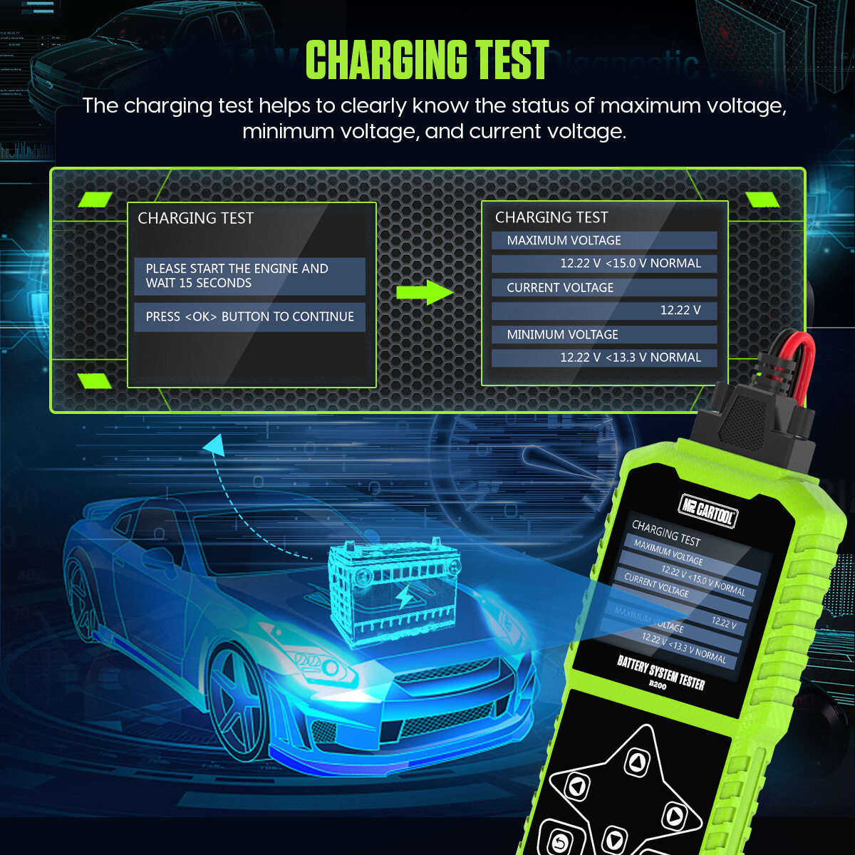 2026 Car Battery Tester Battery Load Tester Analyzer Tool Cranking Test 12V/24V - Image 5
