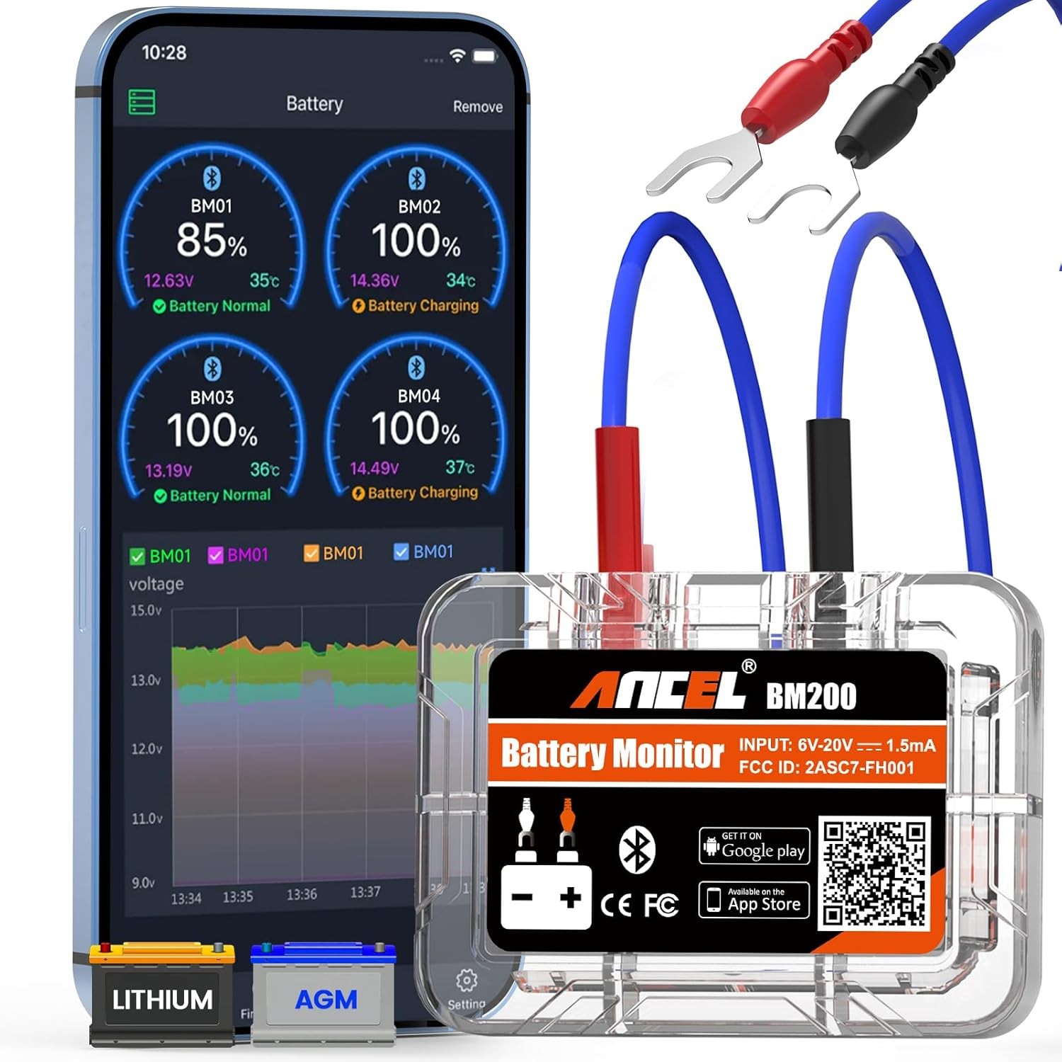 ANCEL BM200-US Car Battery Tester 12V Automotive Monitor Orange