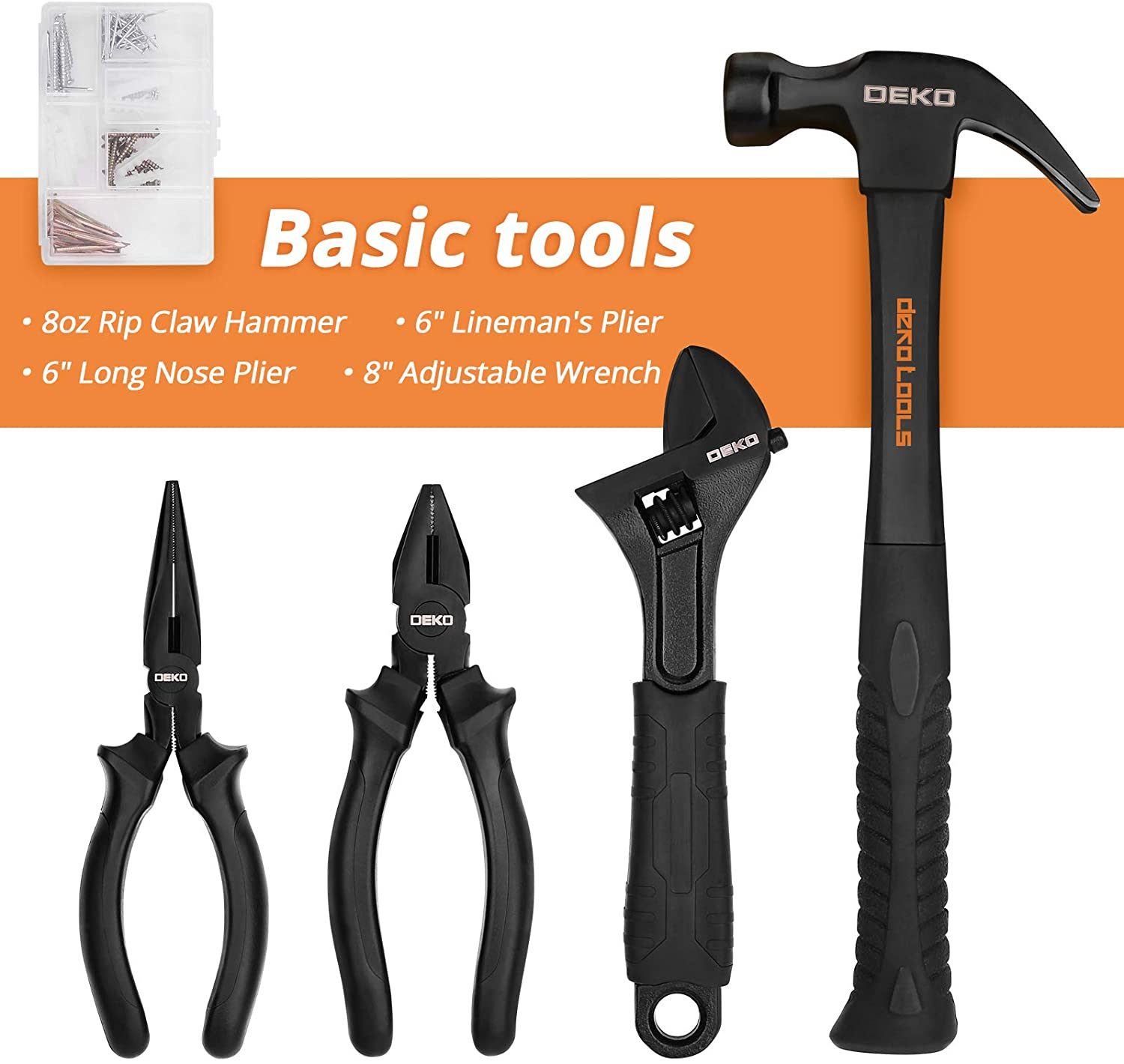 DEKOPRO 218-Piece General Household Hand Tool Kit, Professional Auto Repair Tool - Image 4