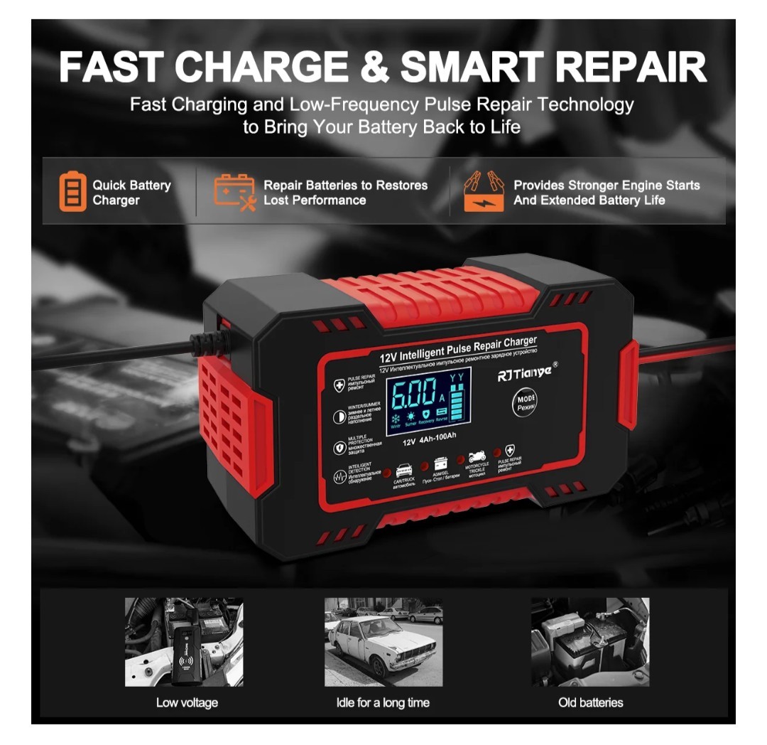 Cargador de Batería, Cargador de Goteo 12V/6A Automotriz Inteligente, Control de Temperatura. ¡50% DE DESCUENTO!- - Image 5