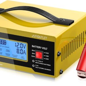 AUTOUTLET Upgraded 6/8/12/14/16/24V Battery Charger Automotive Smart Yellow