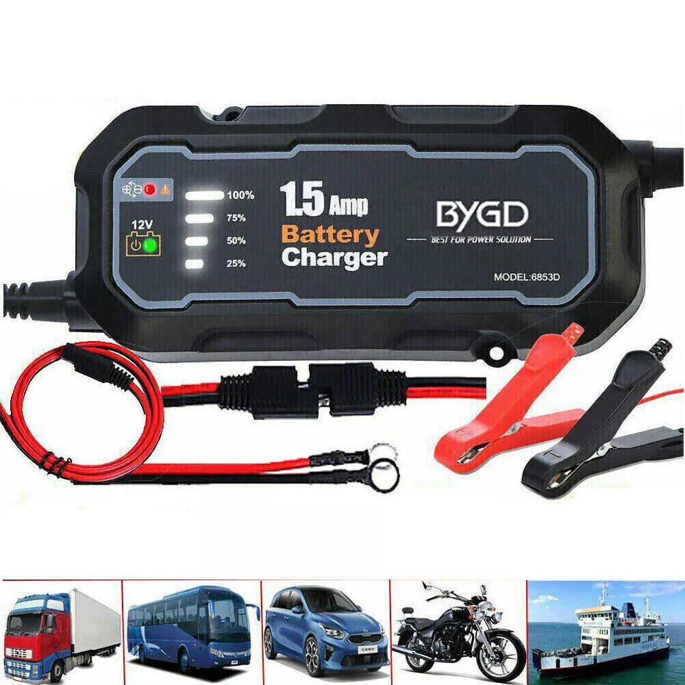 Cargador de Batería Inteligente Automático 1500mAh 12V Portátil Coche Auto Mantenedor de Goteo-