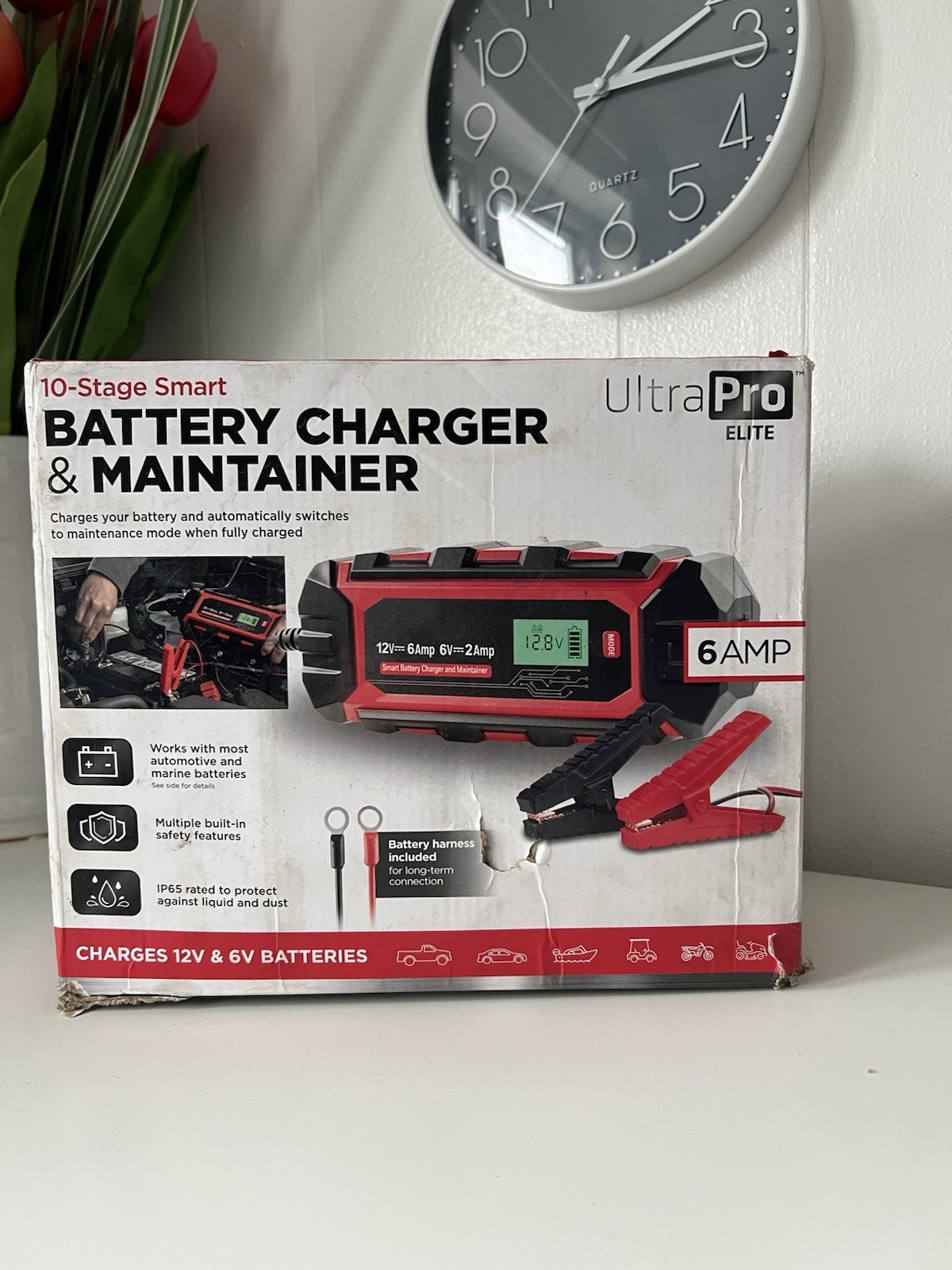 UltraPro Elite Smart Battery Charger and Maintainer, 6V/12V, 6A Open Box