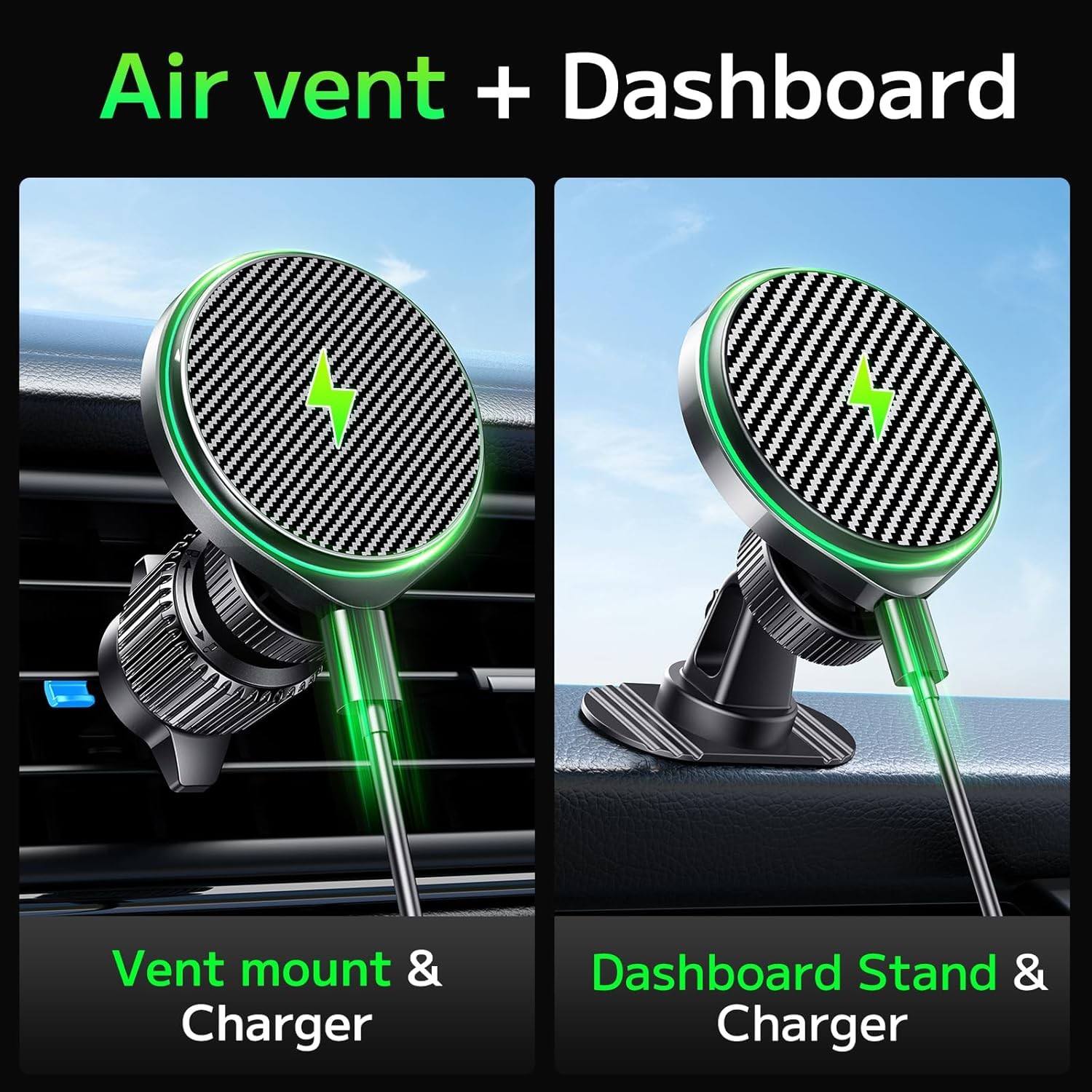 15W Magsafe Car Charger Fast Charging Automotive Ultra Magnetic Car Phone Holder - Image 2