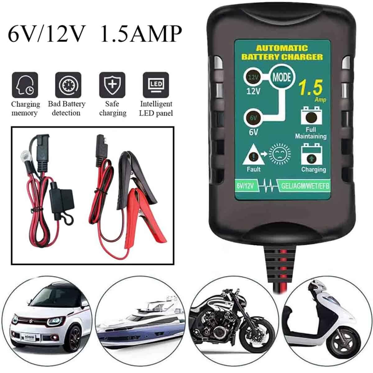 Automatic Battery Charger Maintainer Motorcycle Trickle Float For 6V 12V - Image 4