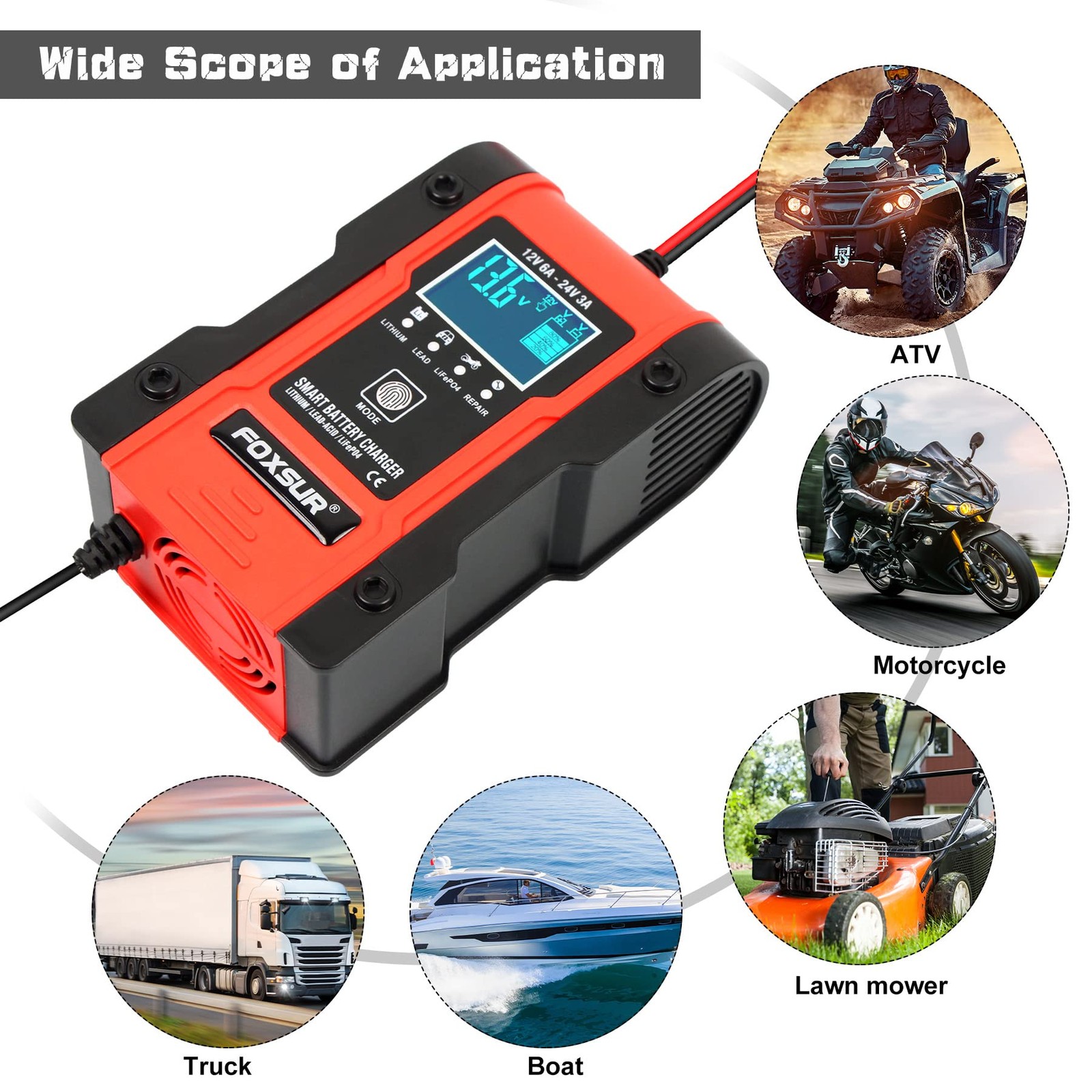 Automotive Battery Charger 12V 6A - 24V 3A Multi-Function Smart Charger Maint... - Image 2