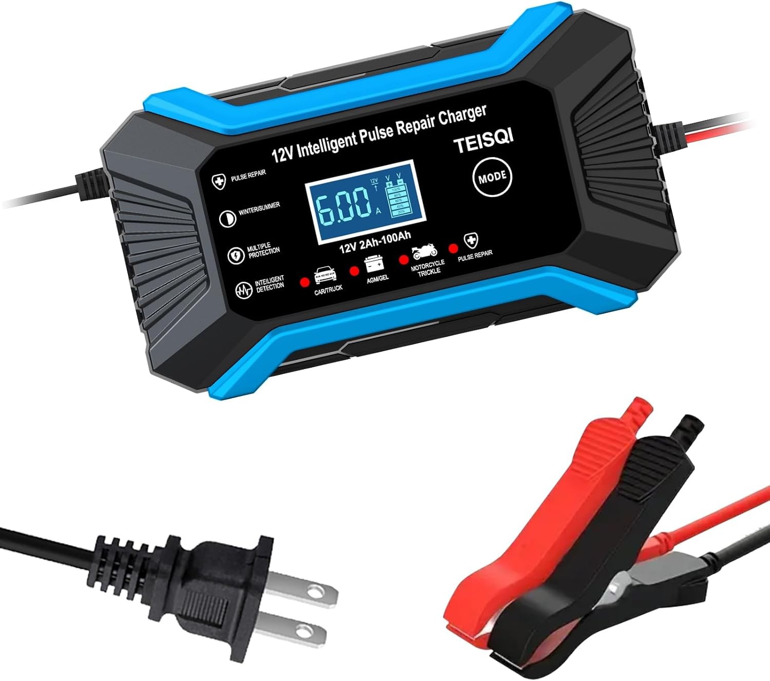 Car Battery Charger, 12V 6A Smart Battery Trickle Charger Automotive 12V Battery